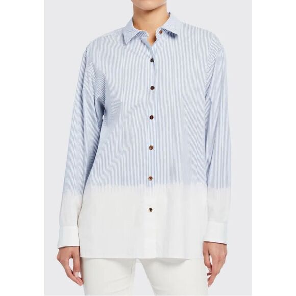 LAFAYETTE 148 NY Everson Solo Melange Stripe Long-Sleeve Blouse, $448 XS - Picture 1 of 9